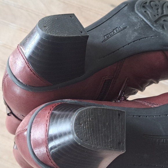 Earth Pegasus Merlot Soft Leather Zipper Slouchy Short Heel Ankle Booties Comfy - Picture 7 of 15